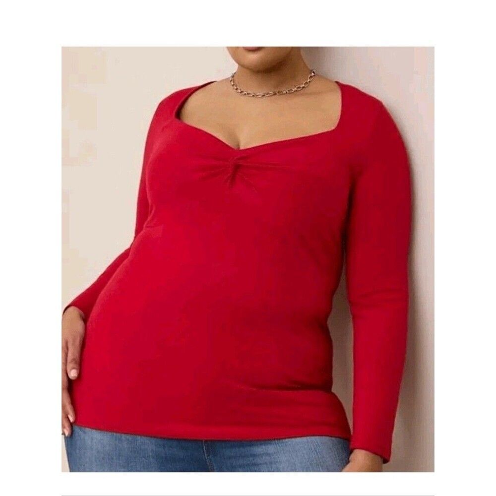Torrid 1 Red Long Sleeve Twist Front Top CX-3867